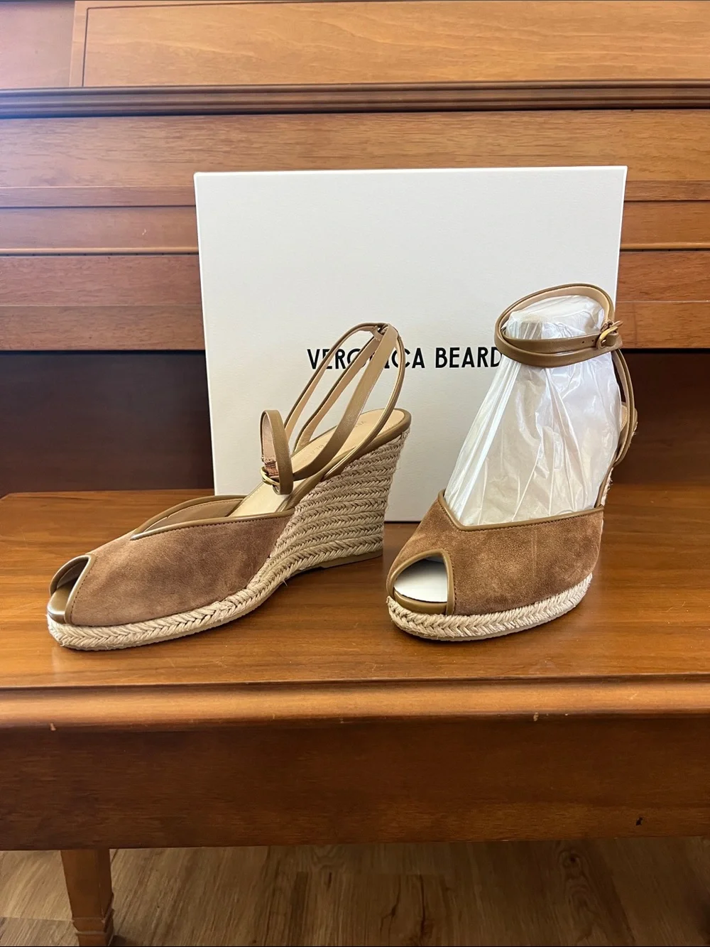$180 (currently retailing $375) Veronica Beard Brown Suede Espadrille Wedge